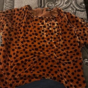 Madewell Brown Velvet Polka Dot Blouse